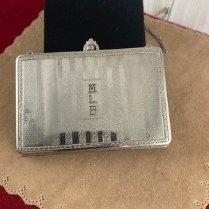 Vintage Dance Purse Makeup Compact Beautiful Front & Back are Brocaded 30s motif